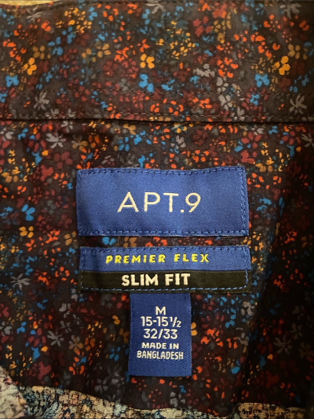 Apt. 9 Navy Floral-Print Slim Fit Shirt